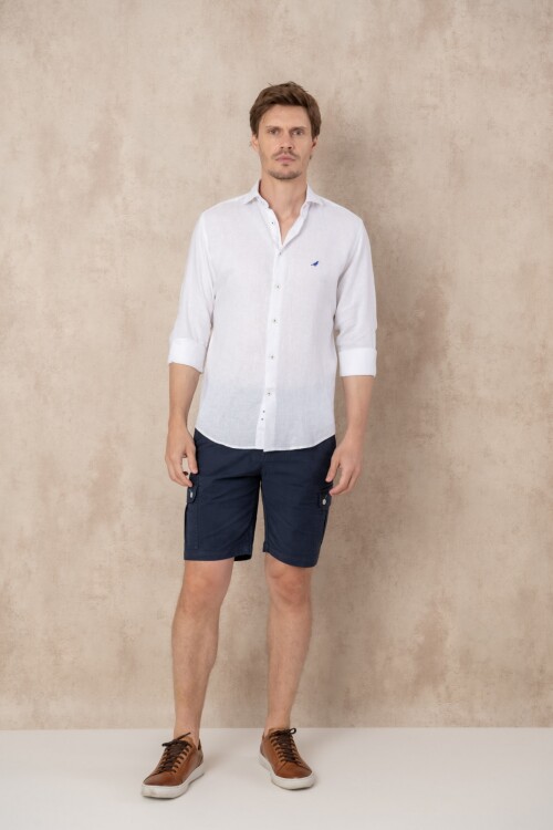 Camisa Lino Hudson Collar Blanca