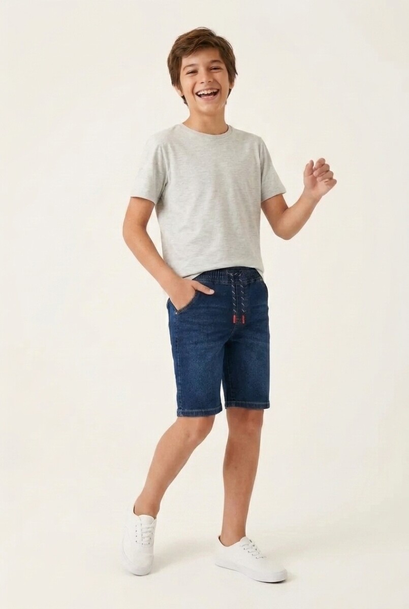 Bermuda de jean con cintura ajustable - Jean medio 