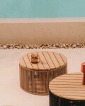 Mesa de centro Dandara de acero, cuerda beige y madera maciza de acacia Ø60 FSC 100% Mesa de centro Dandara de acero, cuerda beige y madera maciza de acacia Ø60 FSC 100%