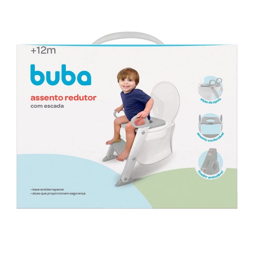 Reductor de inodoro con escalera set entrenamiento BUBA gris