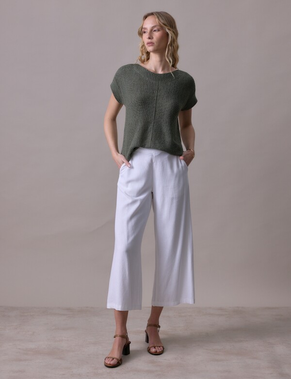 Pantalon Lino Crop CRUDO