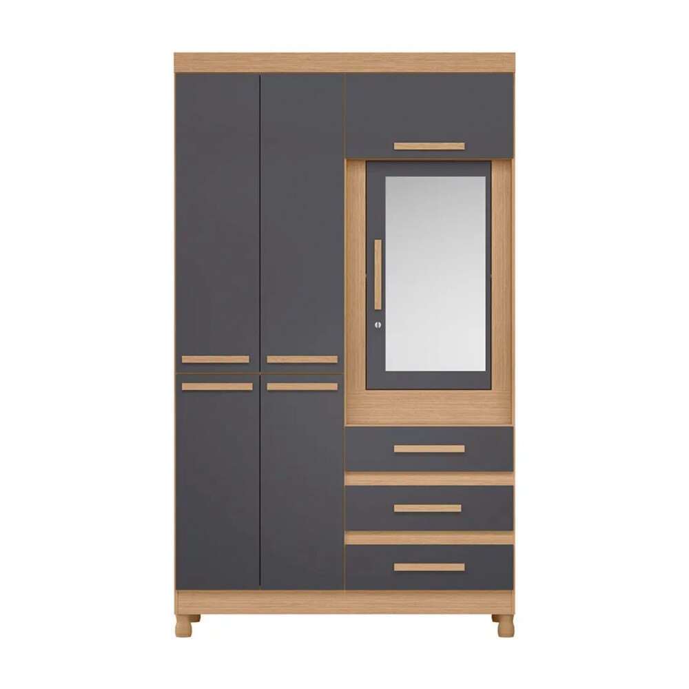 Ropero con Espejo 6 puertas 3 Caj - Fusión Infinite Negro