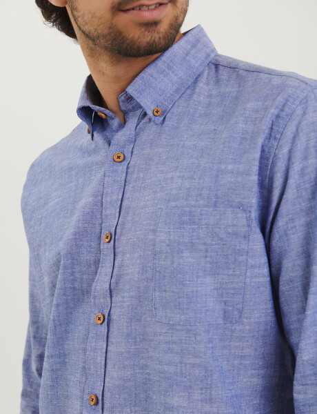 012502 CAMISA HARRINGTON LABEL Azul Piedra Melange