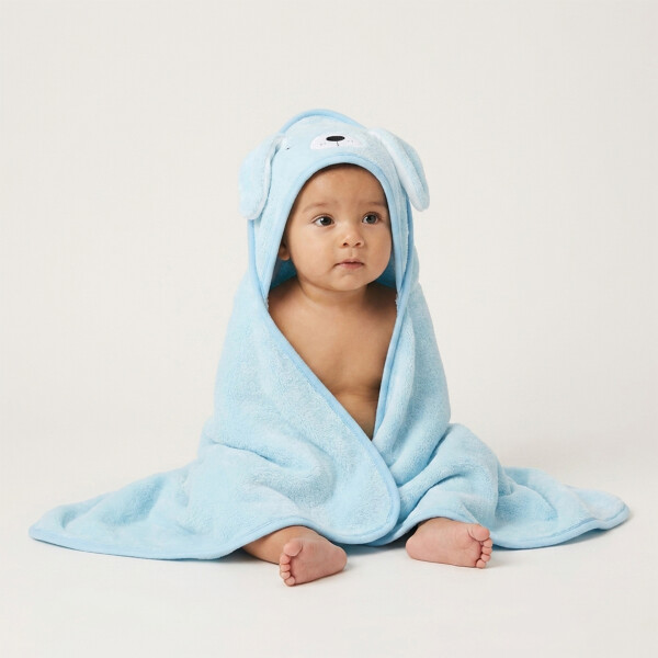 Toalla De Bebe Con Capucha Animales 80x80cm Azul