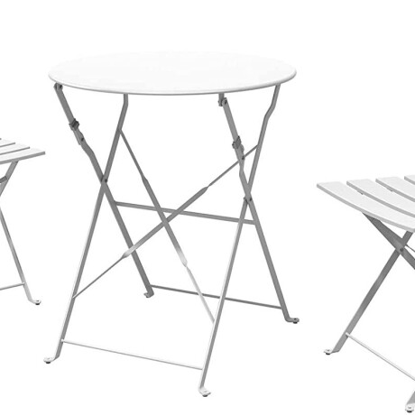 Set De Jardín Mesa Plegable + 2 Sillas Blanca