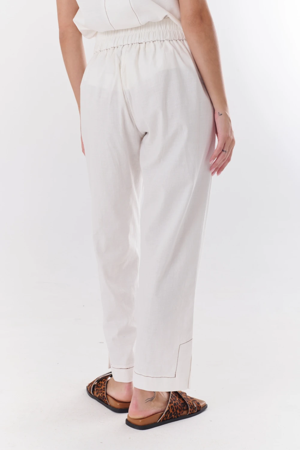 PANTALON LINO STRECH blanco 3