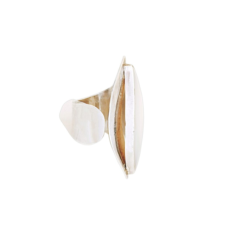 Anillo Hoja-Plata 925 Ajustable-Piedra Nacar-AN3394 conpiedra