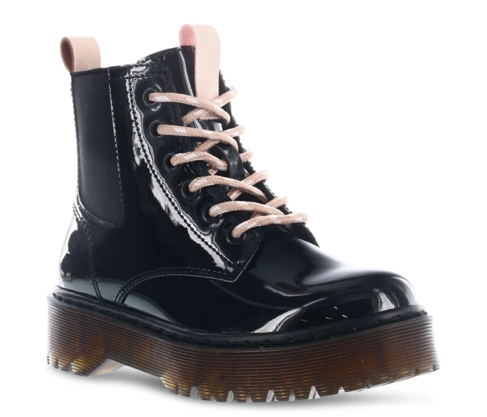 Bota JULIET con elastico y cierre lateral Black/Pattent
