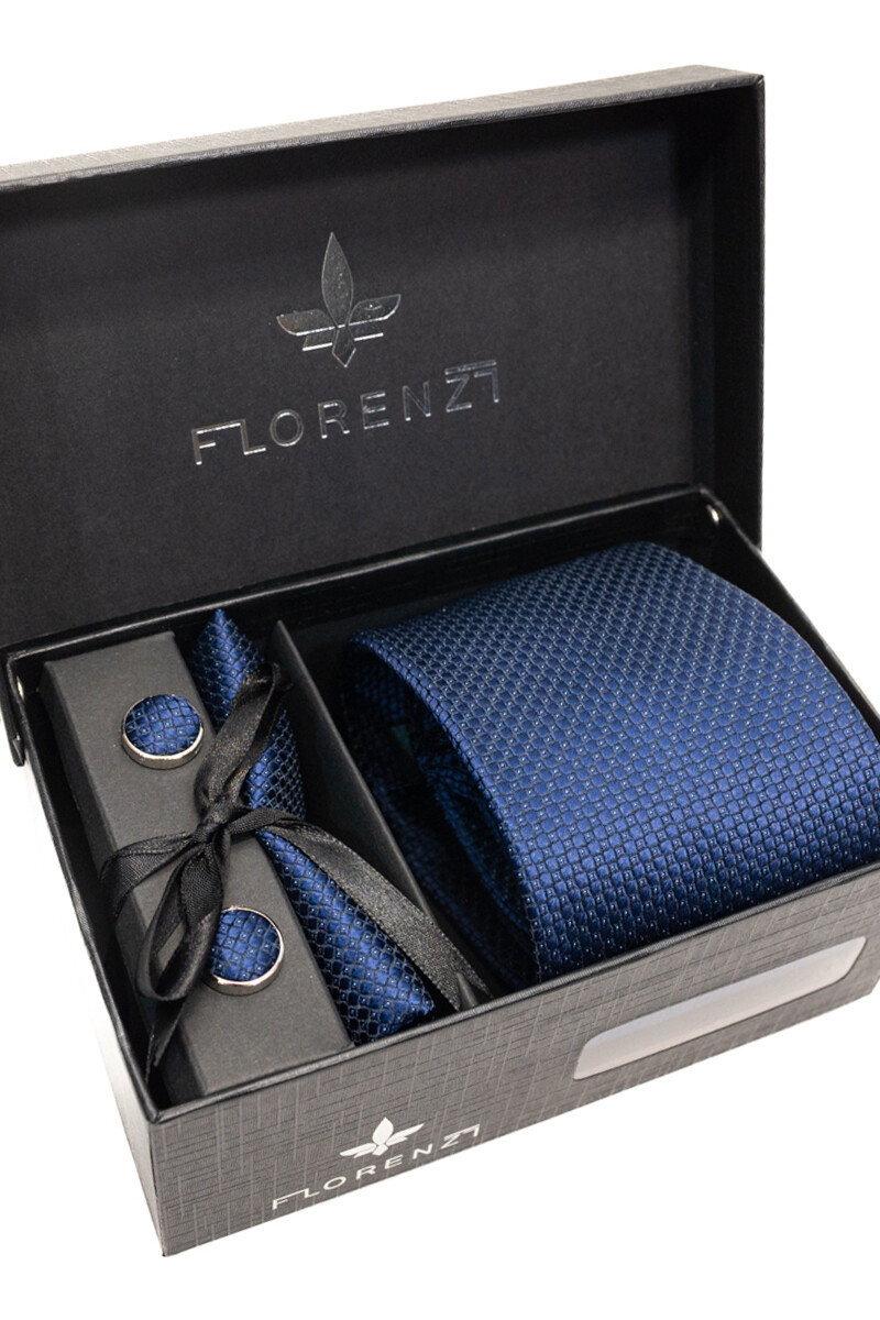Set Corbata, pañuelo y gemelos AZUL