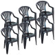 Set x6 Silla reforzada con apoya brazos NEGRO