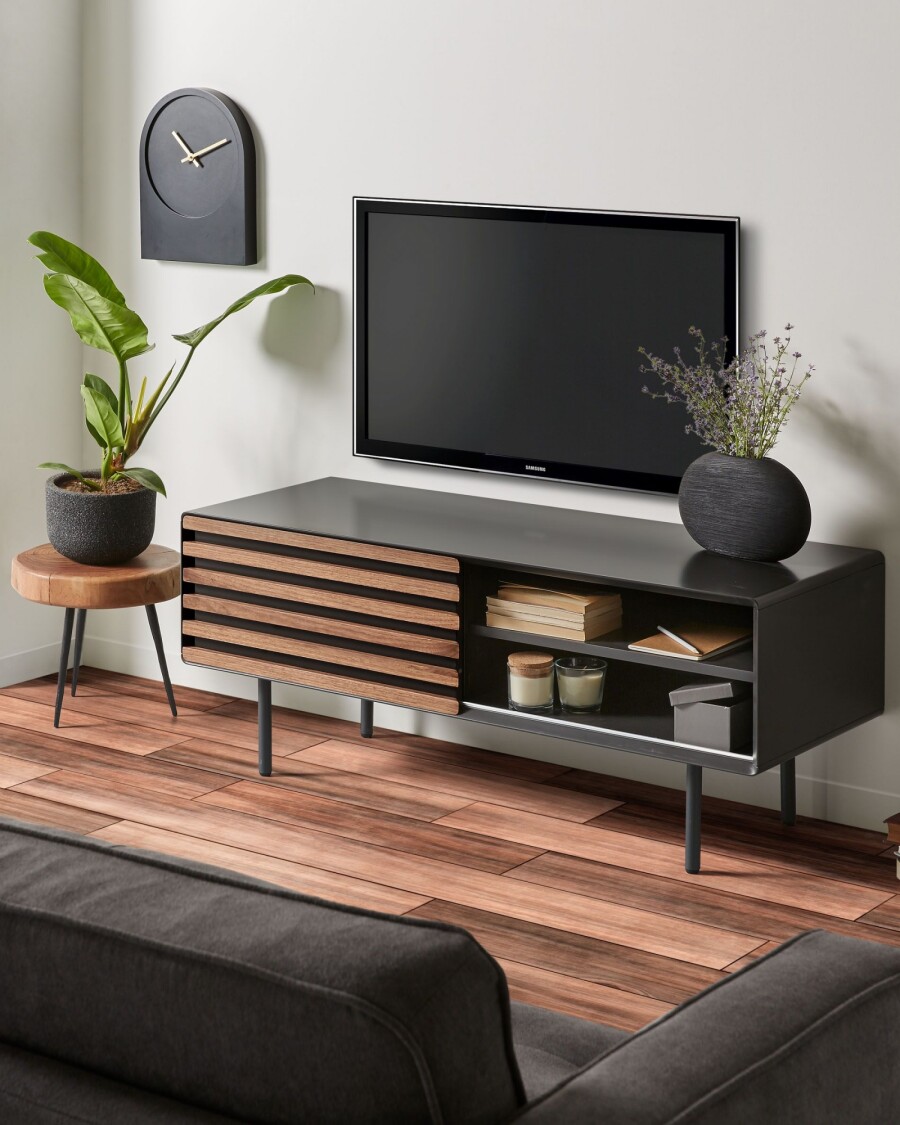 Mueble TV Kesia con chapa de nogal 120 x 48 cm