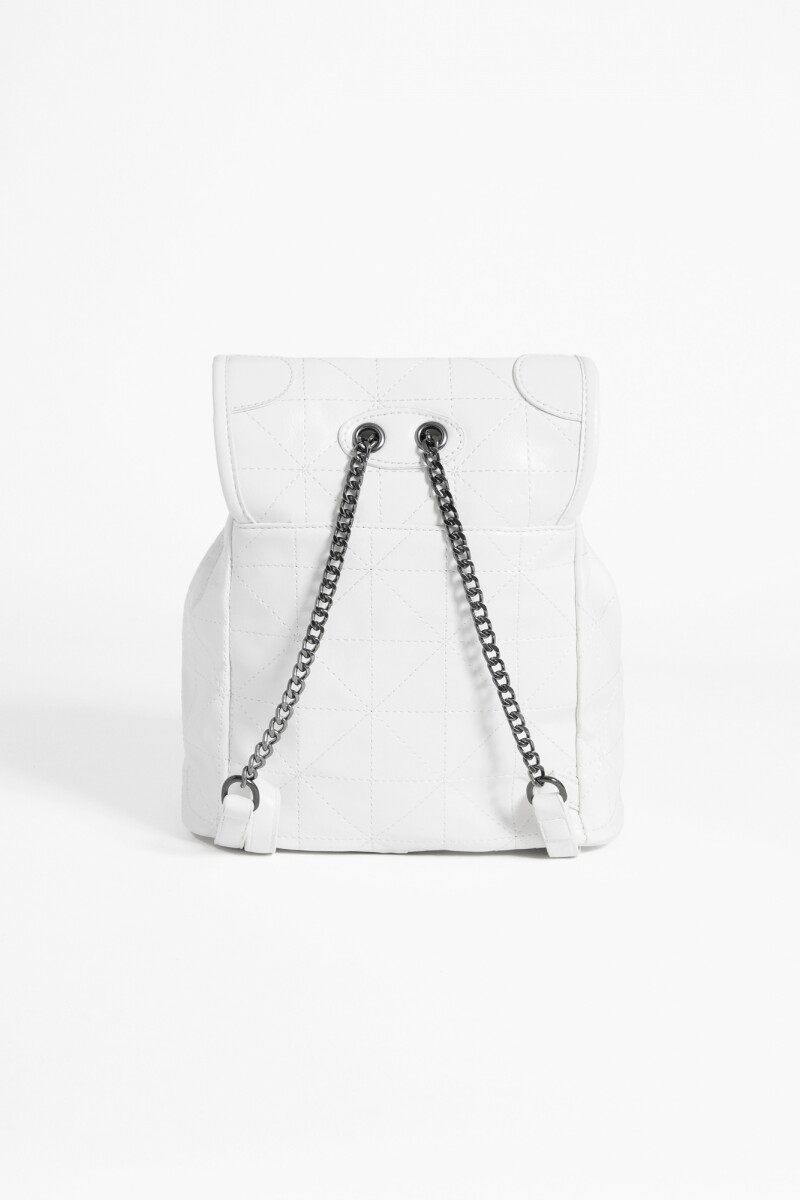 Mochila pespunteada con cadena blanco