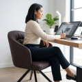 Sillón Acolchonado Base Aluminio Giratoria Superior Fuerte Marrón