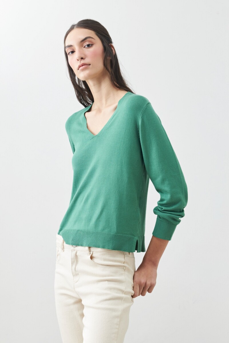 Sweater escote V verde