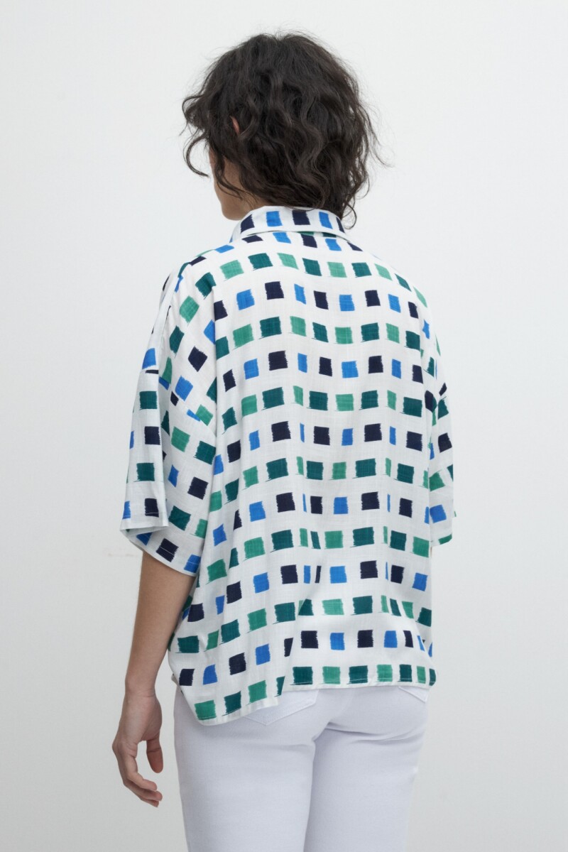 Blusa oversized con estampa geométrica azul regata