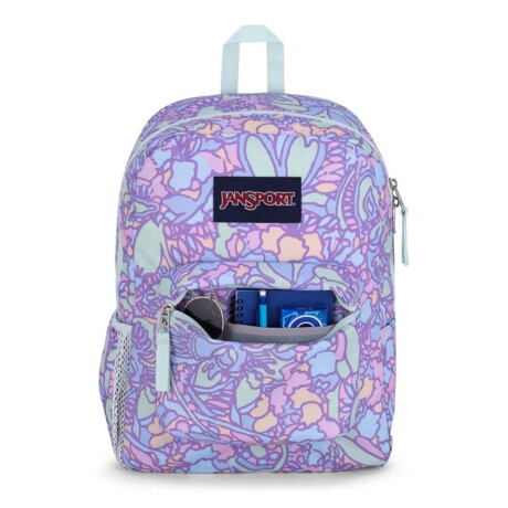 Mochila Escolar Jansport Cross Town Original Unisex Urbana Fluid Floral Pastel Lilac