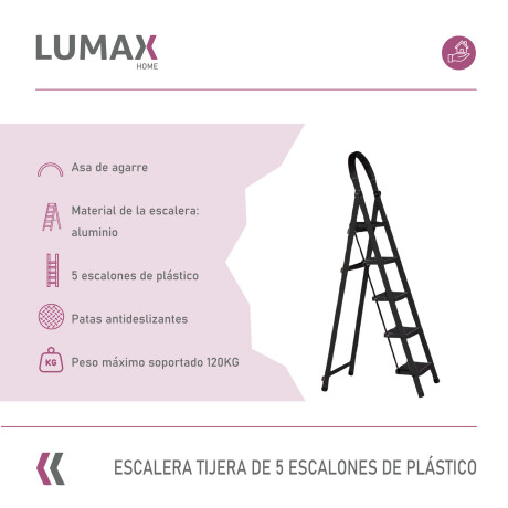 Escalera Tijera 5 Escalones De plastico Negro