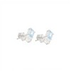 Caravanas Lea-Plata rodinada 925. Piedra Topacio azul y piedra luna-CA2029 conpiedra
