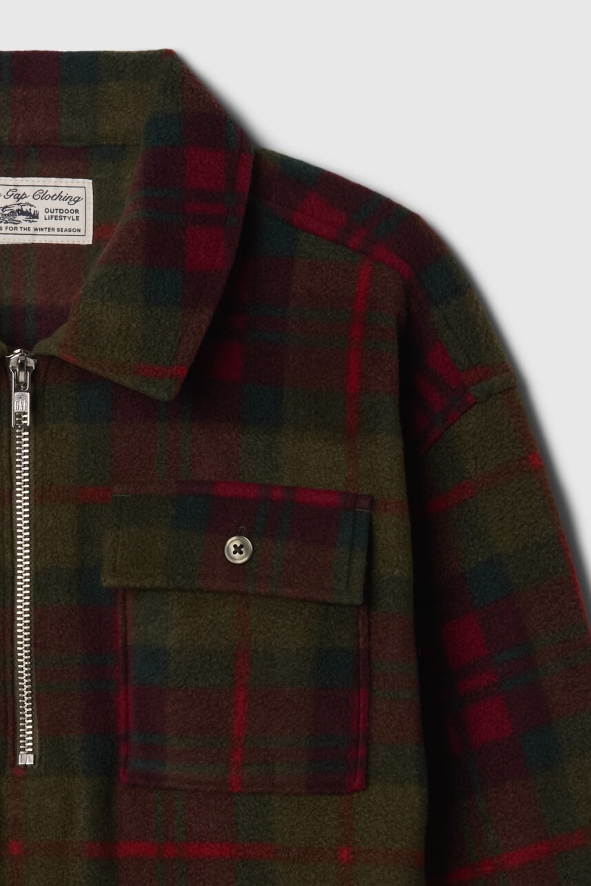 Buzo Medio Cierre Niño Green Red Plaid
