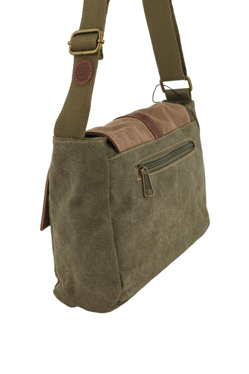 Morral de lona Verde con Marrón