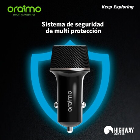 Cargador de auto Oraimo con cable lightning y micro usb V01