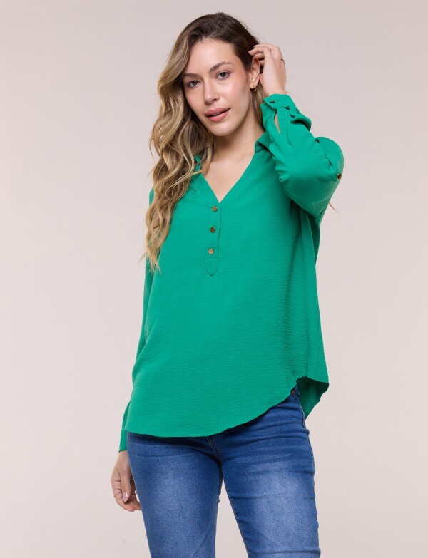 Blusa Holgada Triple Botón VERDE
