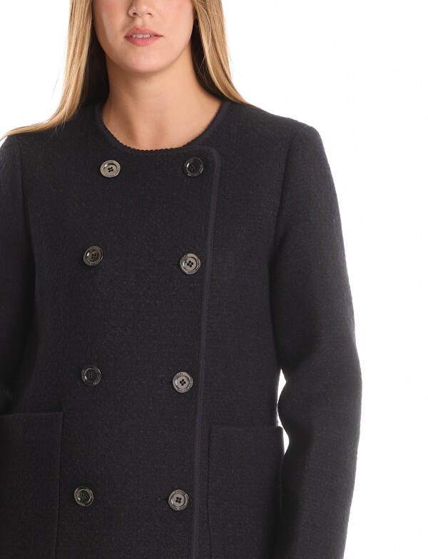 Tapado Lana Con Doble Abotonadura NEGRO