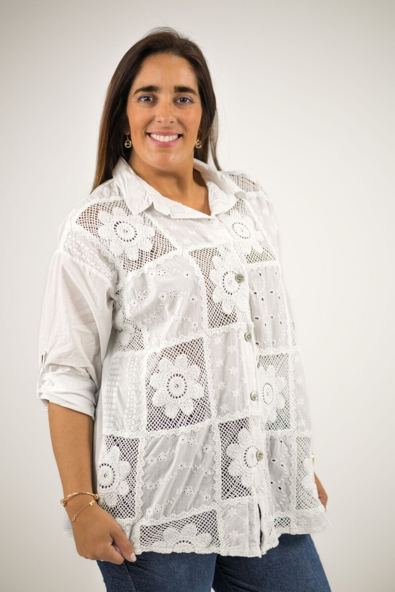Camisa broderie bordada - Blanca 
