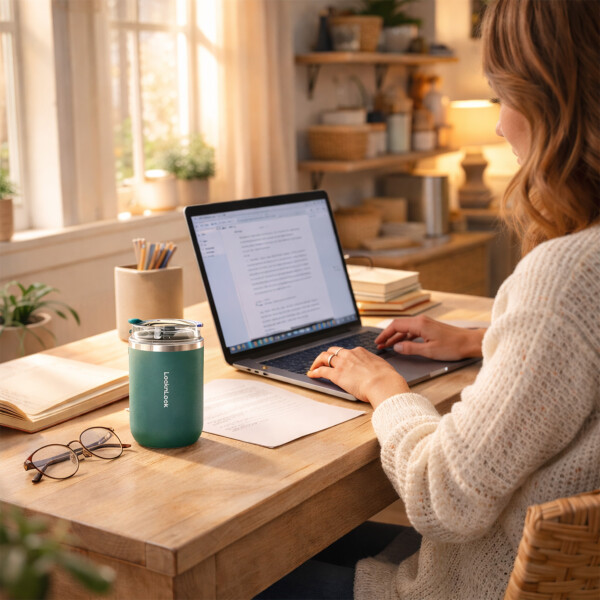 Vaso Termico Acero Inoxidable Hermetico Tapa Aislante 350ml Color Verde