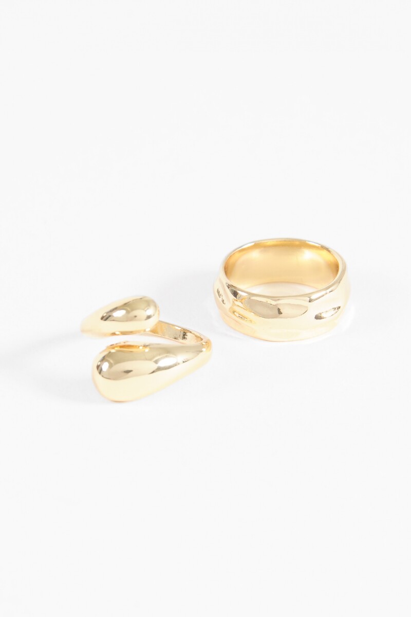Set 2 anillos wavy dorado