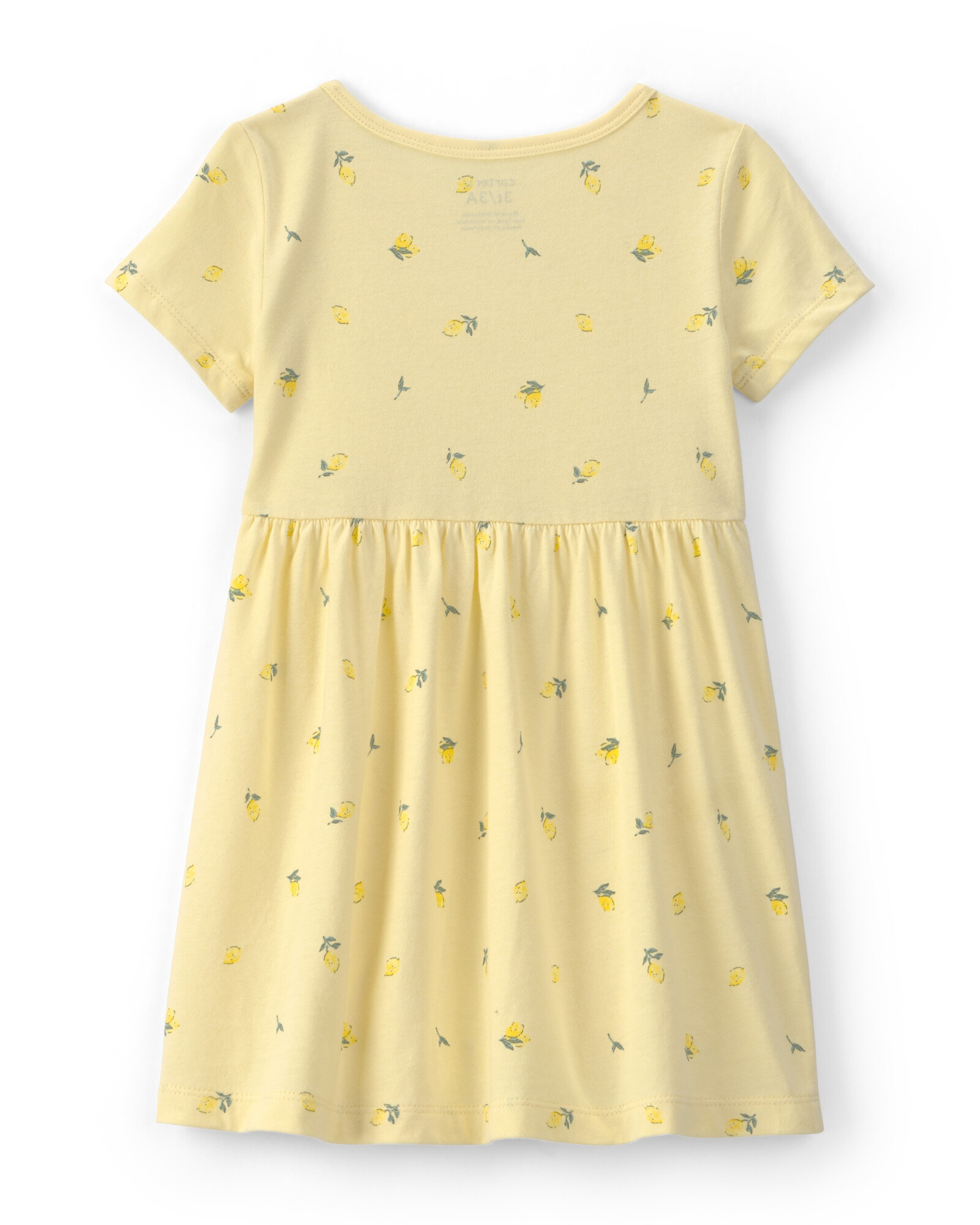 Vestido de algodón, manga corta, amarillo, diseño limones Sin color