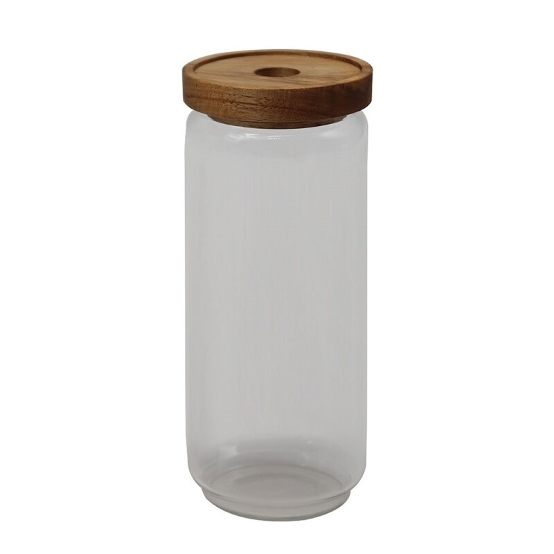 RECIPIENTE VIDRIO 1500ML TAPA MADERA ACACIA D9XH28CM RECIPIENTE VIDRIO 1500ML TAPA MADERA ACACIA D9XH28CM