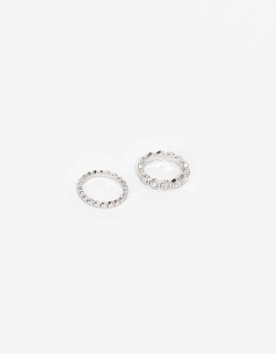 Set De Anillos Metal Con Strass 