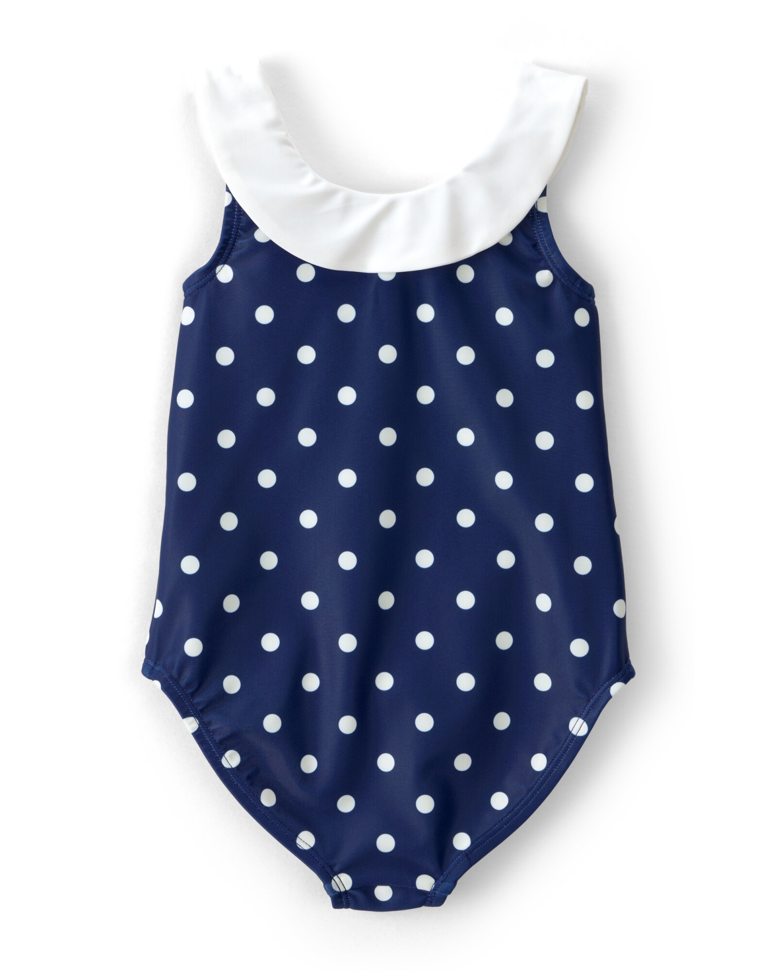 Malla de baño 1 pieza con protección UPF 50+, azul marino, diseño lunares. Talles 2-5T Sin color
