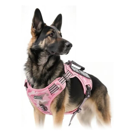 Arnés Y Correa Tela Oxford Reforzado Con Asa y Velcro Rosa/camuflado