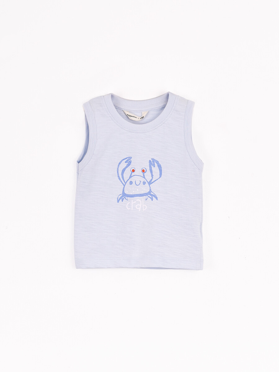 MUSCULOSA ESTAMPADA - CELESTE (V) 