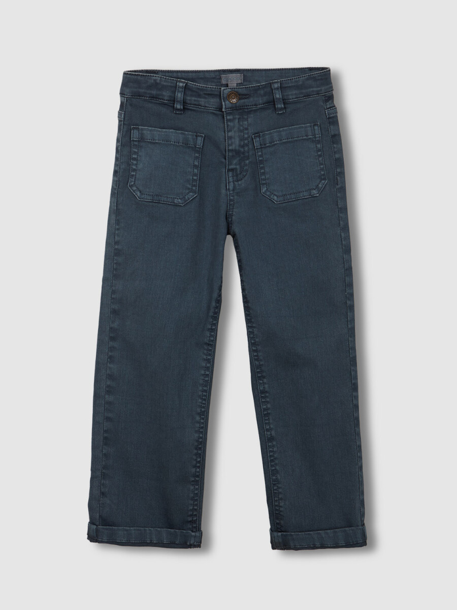 Pantalon De Sarga Con Bolsillos Delanteros Petroleo