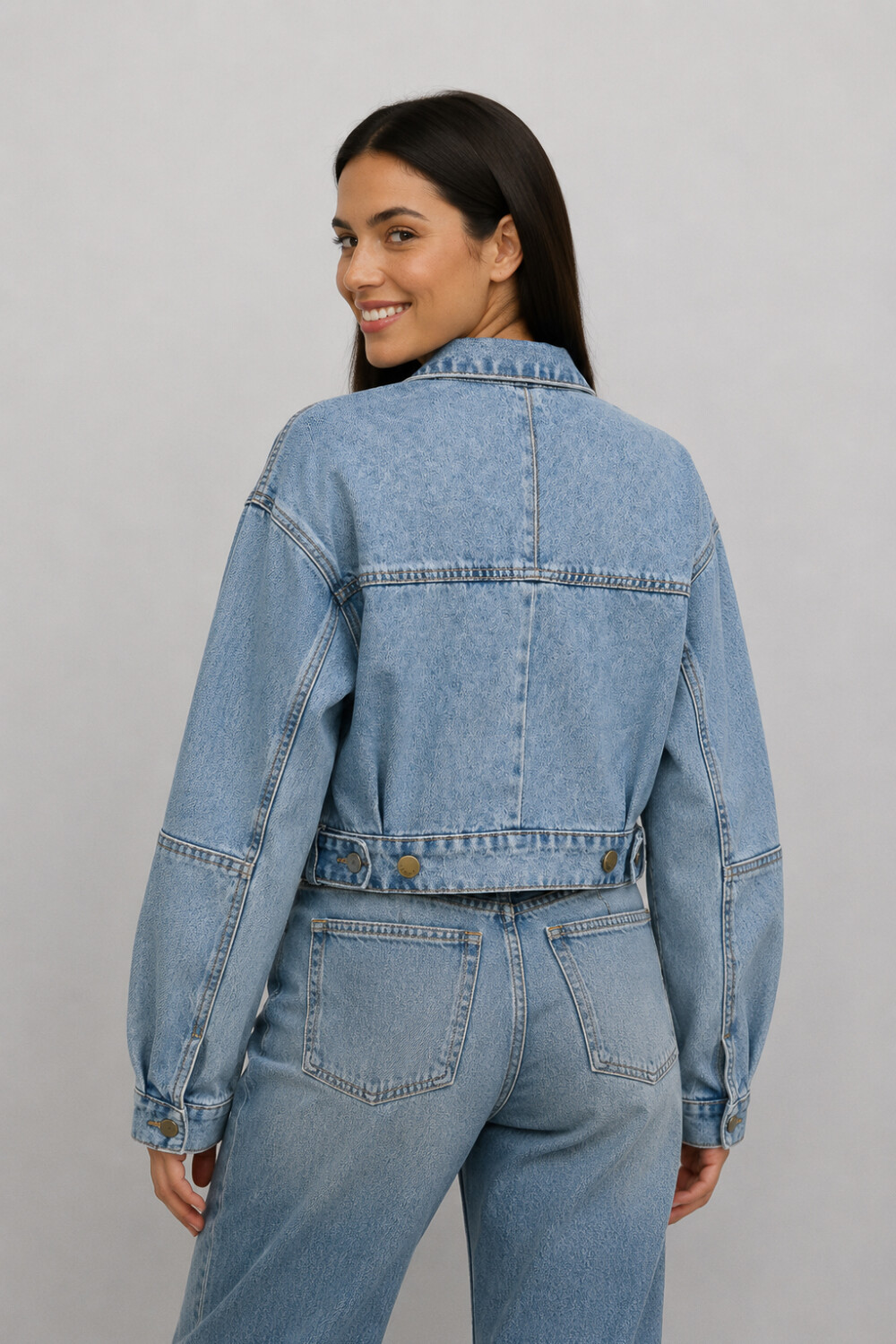 Campera Velor Azul Grisaceo