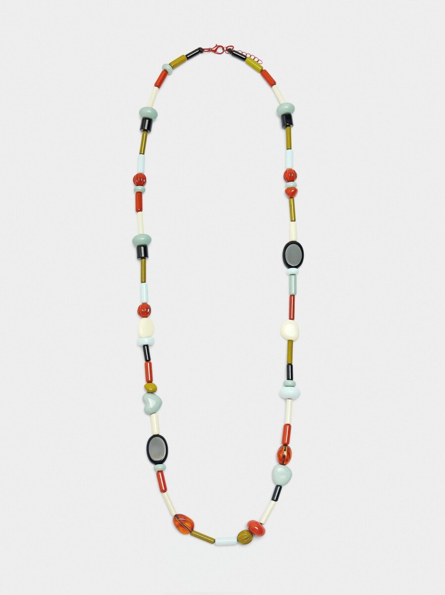 Collar Largo De Cuentas Multicolor - multicolor 