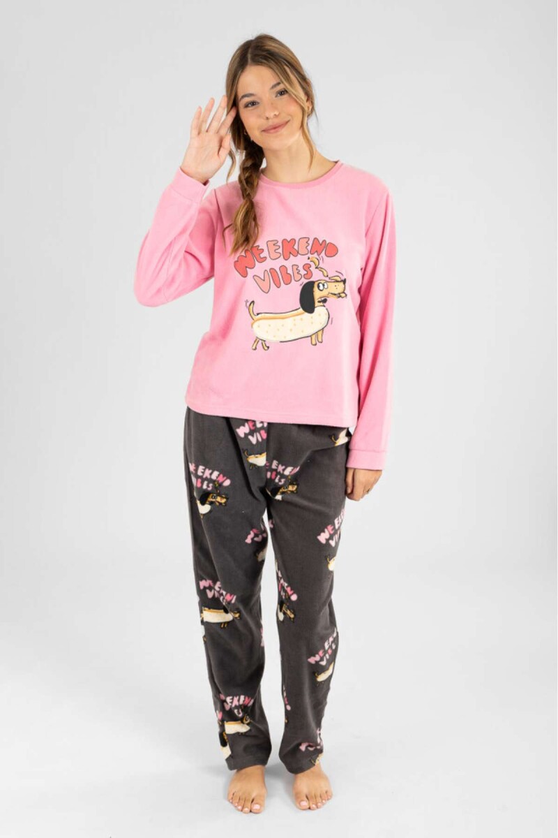 Pijama polar weekend vibes 2 - Rosado 