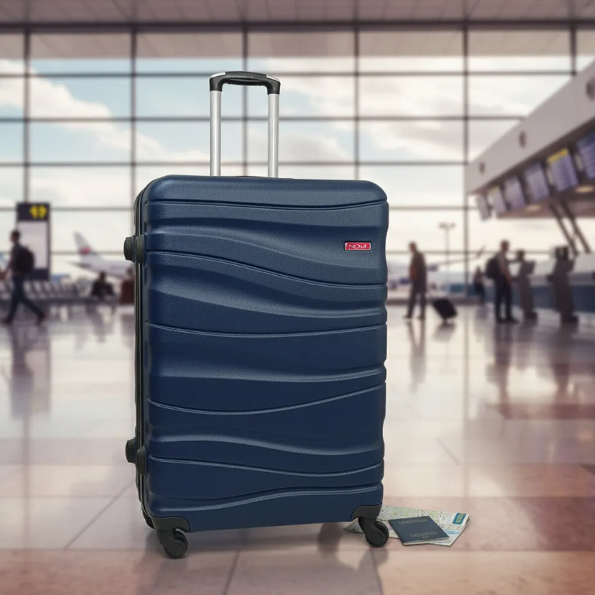 Valija Grande 4 Ruedas Rígida Mango Telescópico - Azul 