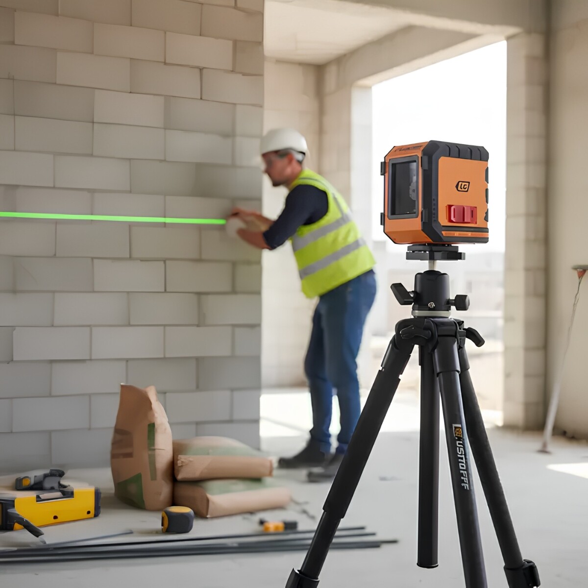 NIVEL LASER CRUZ VERDE - 10 MTS - CON TRIPODE LUSQTOFF Nivel Laser Cruz Verde - 10 Mts - Con Tripode Lusqtoff