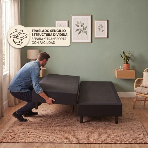 Base Box Sommier Tapizada Negra para Colchón 192x203x35 Doble