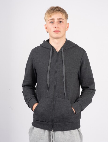 CAMPERA UNISSEX BÁSICA CON FELPA GRIS OSCURO