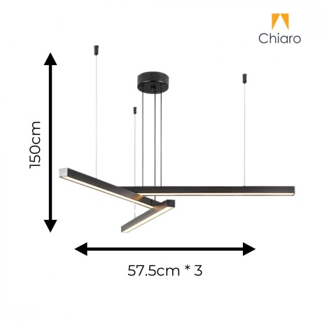 Colgante Led lineal 3 barras 30W Dimerizable NEGRA