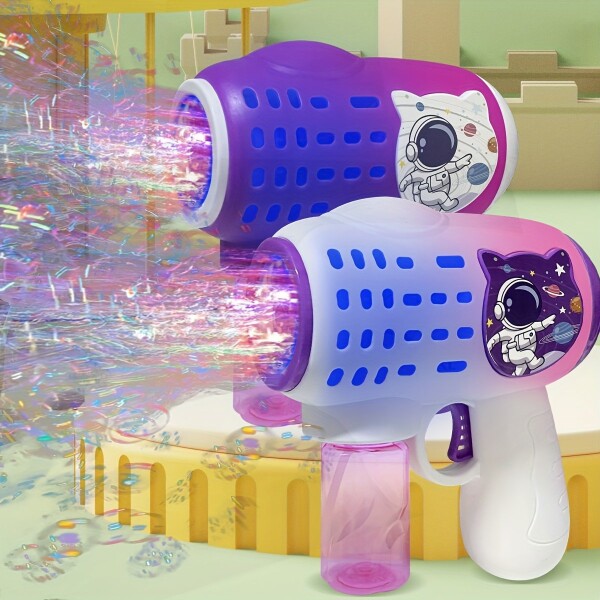 Bazooka Burbujas Pistola Burbujero Astronauta Luces A Pilas Variante Color Blanco