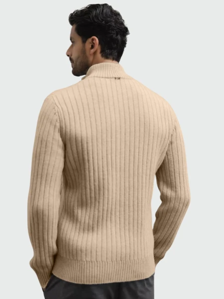 Herno - Cardigan de lana acanalada con cuello alto 0