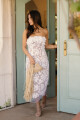 VESTIDO STRAPLESS DE TUL BORDADO Natural