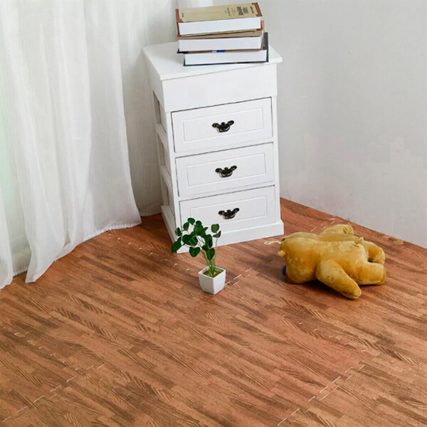 Piso Goma Eva Encastrable X4uni Simil Madera 60 X 60 Cm Variante Diseño Madera Oscuro