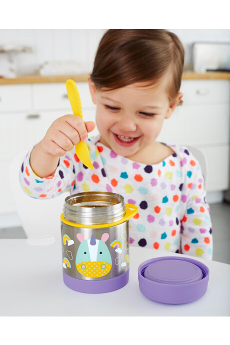 Tupper de acero inoxidable con cubierto, diseño unicornio Tupper de acero inoxidable con cubierto, diseño unicornio
